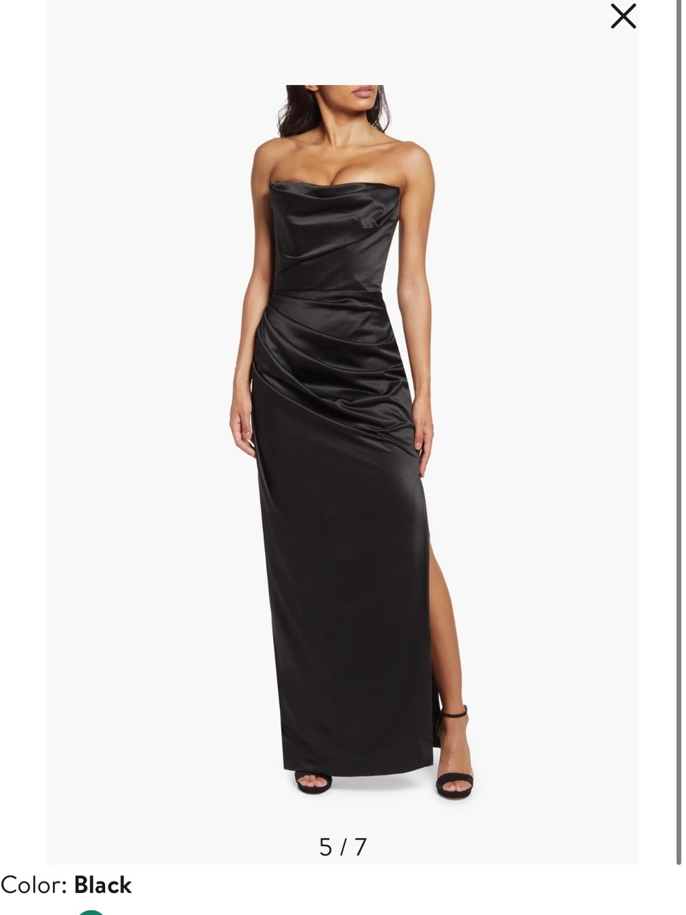 House of CB Adrienne Black Satin Strapless Corset Maxi Dress Formal - Picture 2 of 9